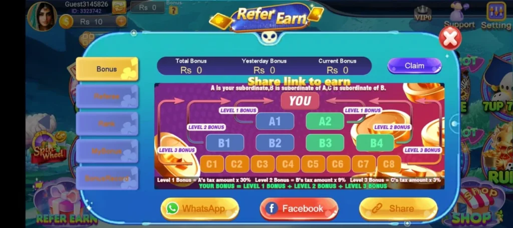 3patti domino refer and earn