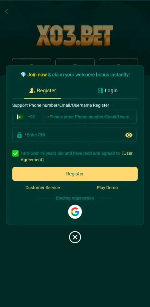 register and login