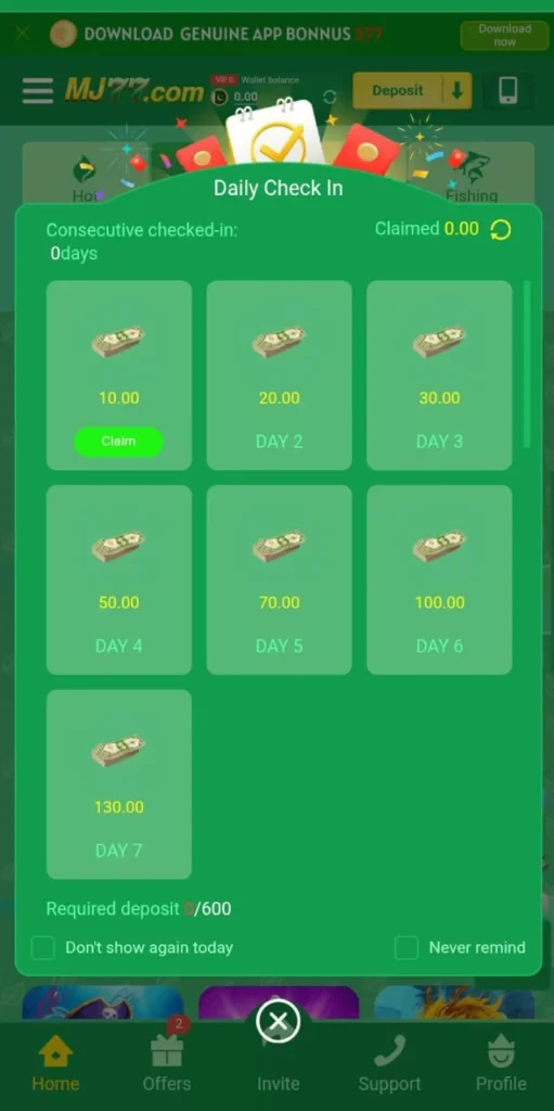 Daily check in 