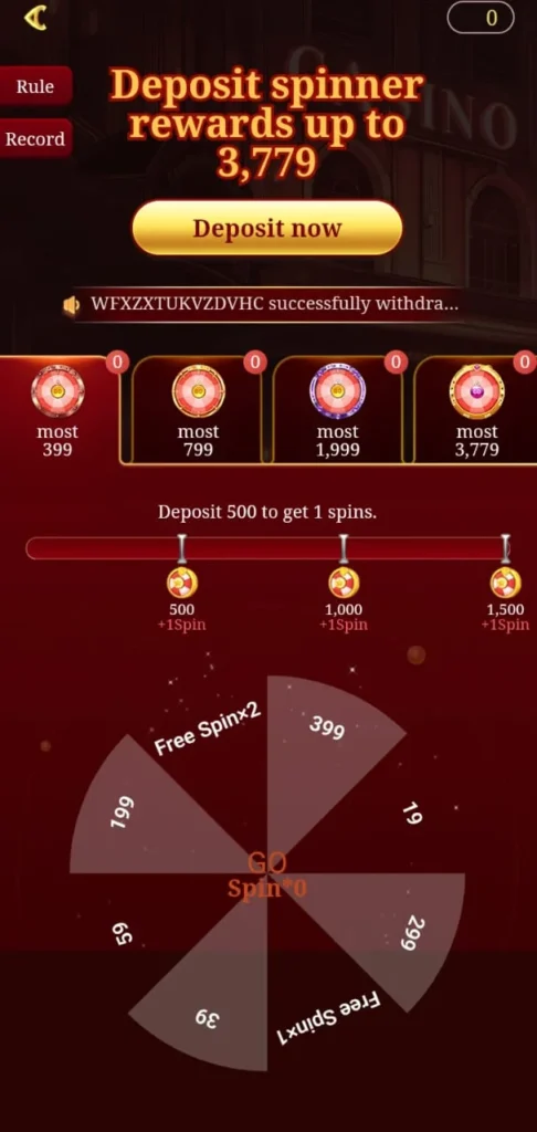 deposit spin N999