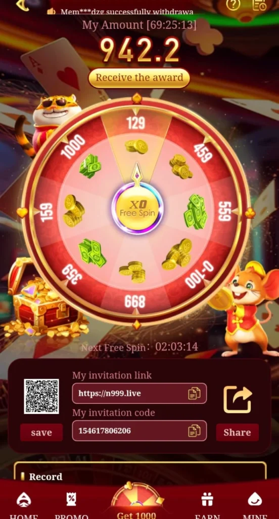 n999 game free spin