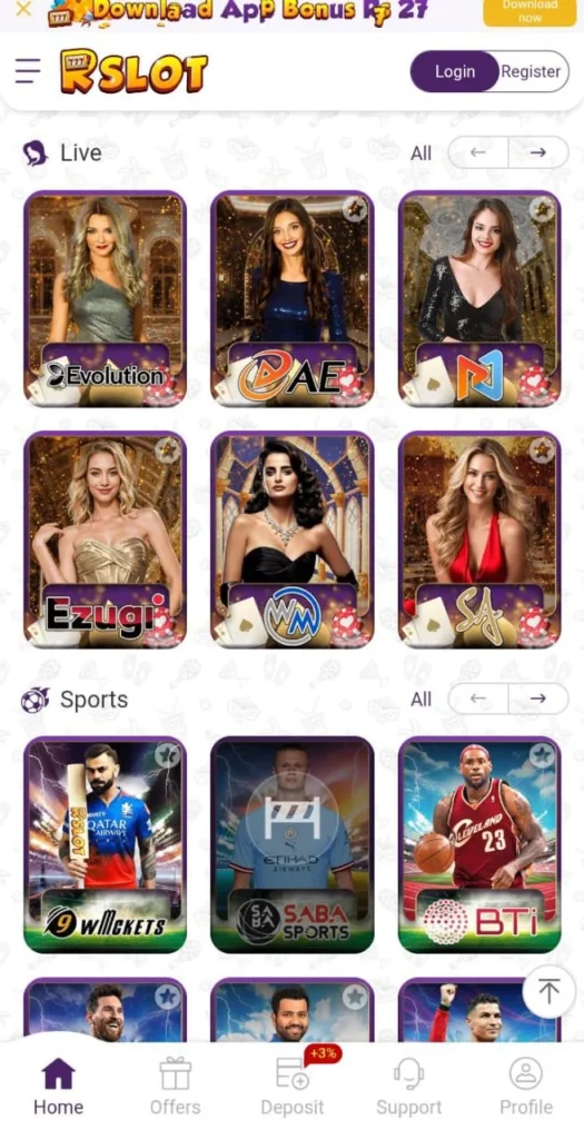 rslots live and sports