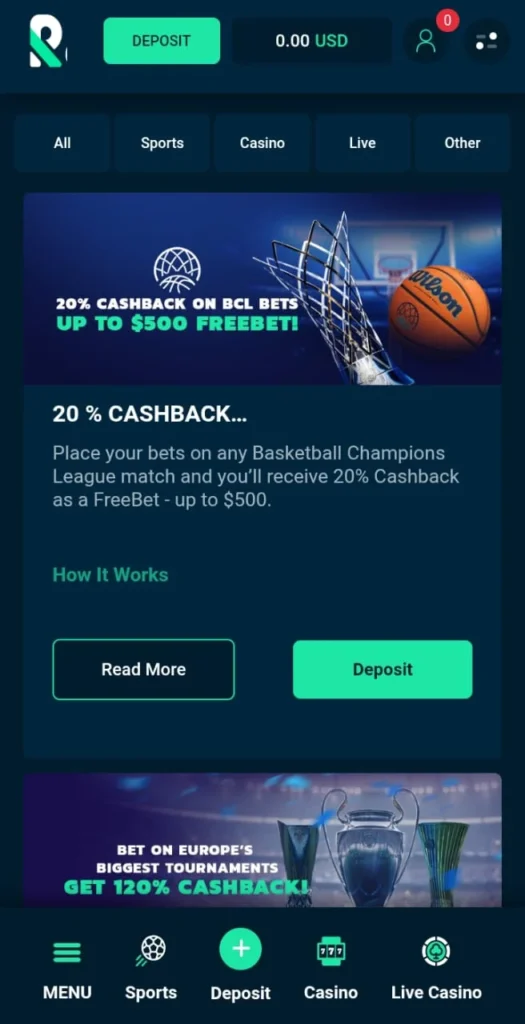Rolletto Game 20% cashback