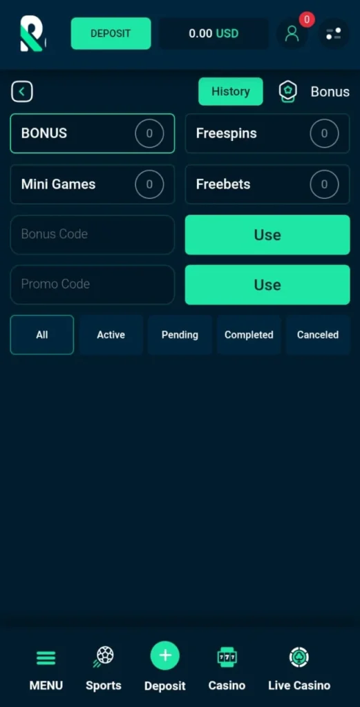 Rolletto Game deposit