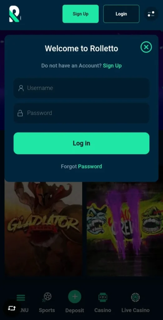 Rolletto Game login