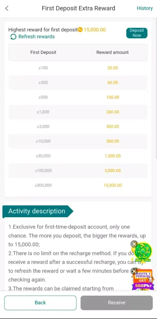 WC99 Game first deposit Extra Rewards