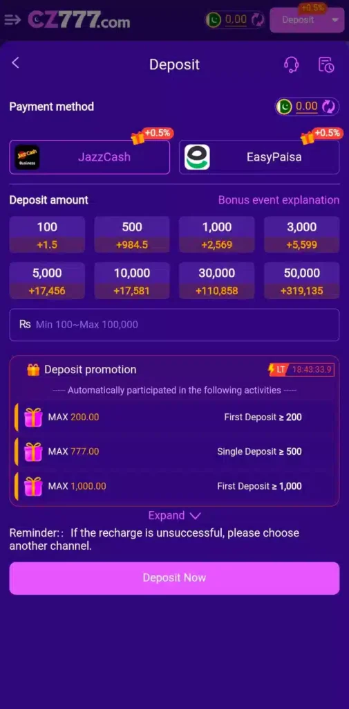 CZ777 Game APK Deposits 