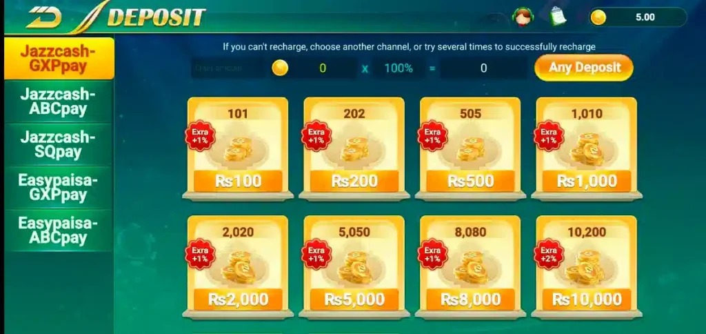 Deposit & Withdrawal Bet629 Game 