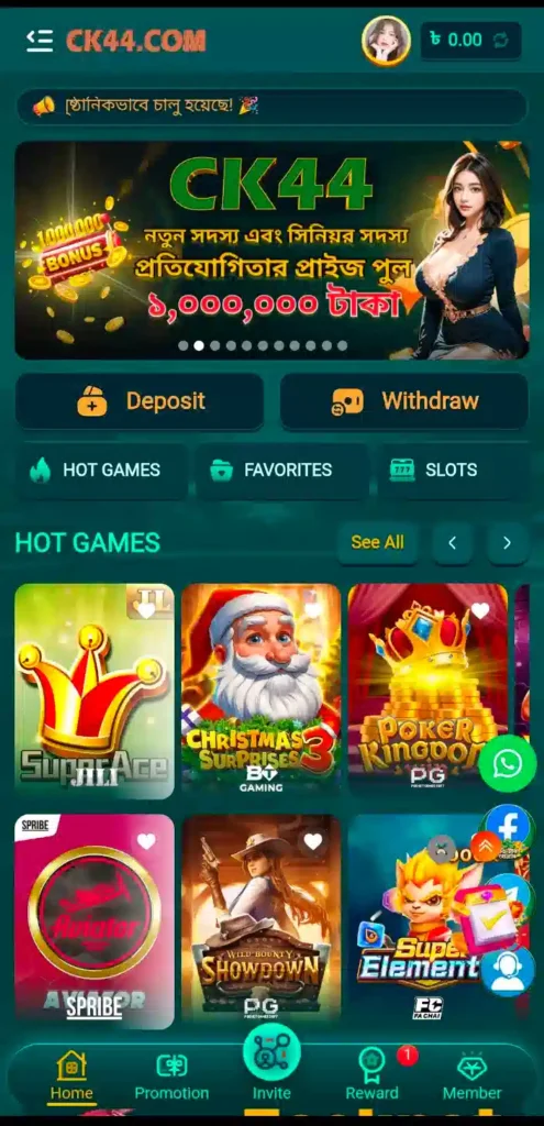 Home Interface Of CK44 Game 