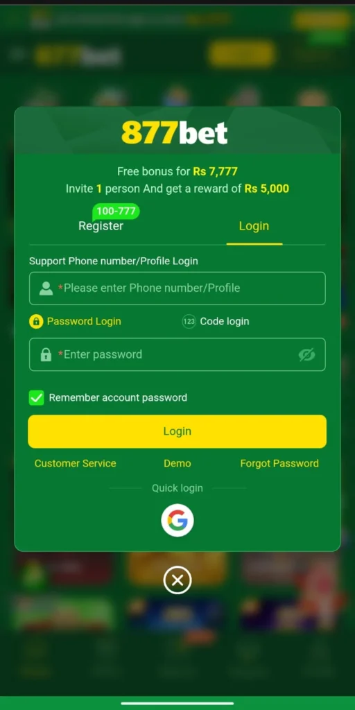 877bet game login and register